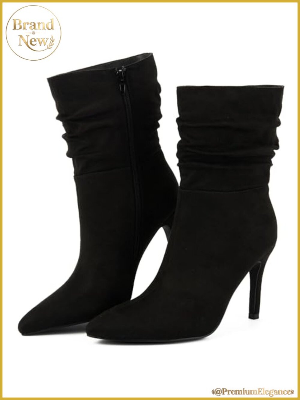 Stiletto High Heel Boots Slouchy Ankle Dress Boots Faux Suede Pointed Toe
